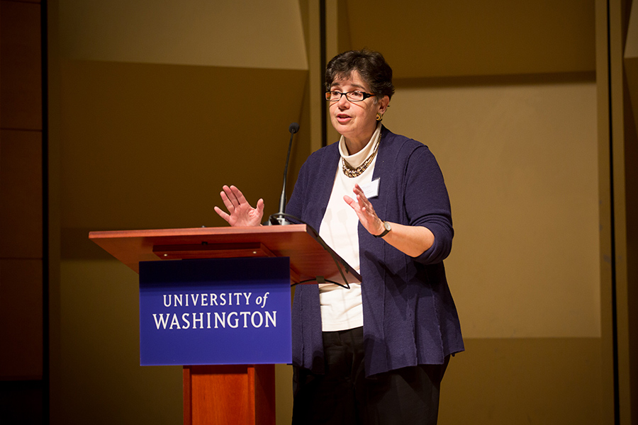 Ana Mari Cauce, interim president of the University of Washington, gives opening remarks: "It is mission-critical to attract the best and the brightest and offer them boundless opportunity. We can’t do that unless we offer access and affordability."