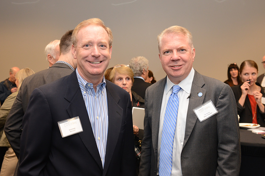 Microsoft General Counsel and Executive Vice President Brad Smith and Mayor Ed Murray.