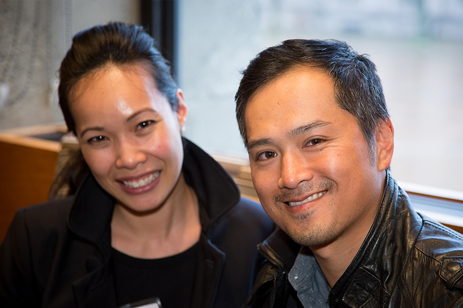 Thao Le, consumer channel program manager and part of the giving campaign at Microsoft, with Tai Truong. Le said, "These talks inspire and bring our community together."