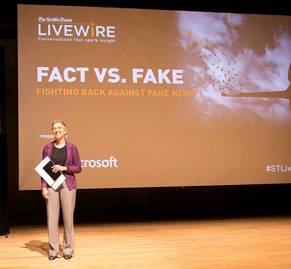 Sept. 13, 2017: LiveWire “Fact or fake: Fighting back against fake news”: Seattle Times Managing Editor Michele Matassa Flores said, “Twitter is the news delivery truck of today. It is not the source.”